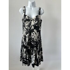 White House Black Market WHBM Tropical  A Line Party Cocktail Dress Sz 10 (b59)